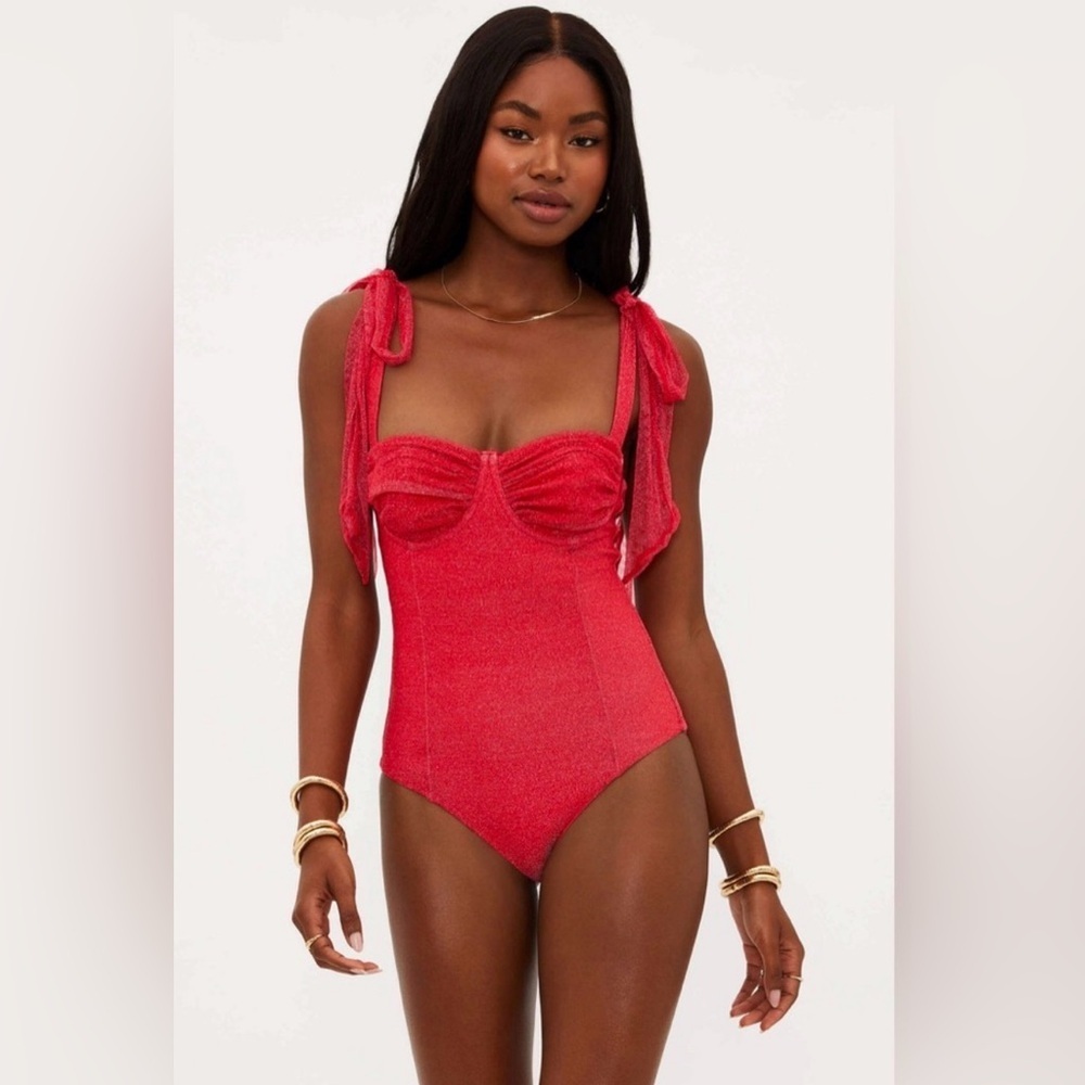 Beach Riot Dede One Piece Red Hot Shine, Size XS, $168